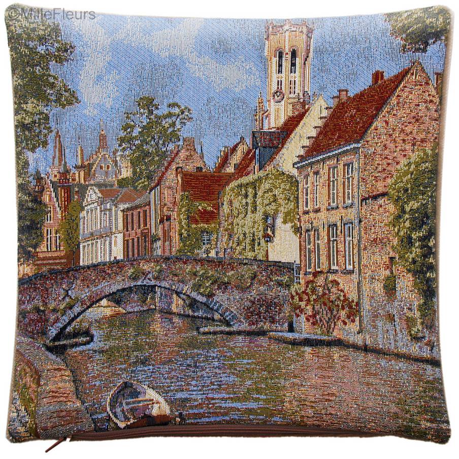 Groenerei te Brugge Kussenslopen Belgische Historische Steden - Mille Fleurs Tapestries