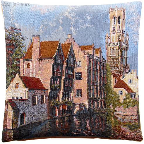 thumbnail image 2 of Medieval Embroidery Tapestry Cushion Cover – 14" X 14" Belgian Style – Antique Pictorial Design – 01179 2 of 4