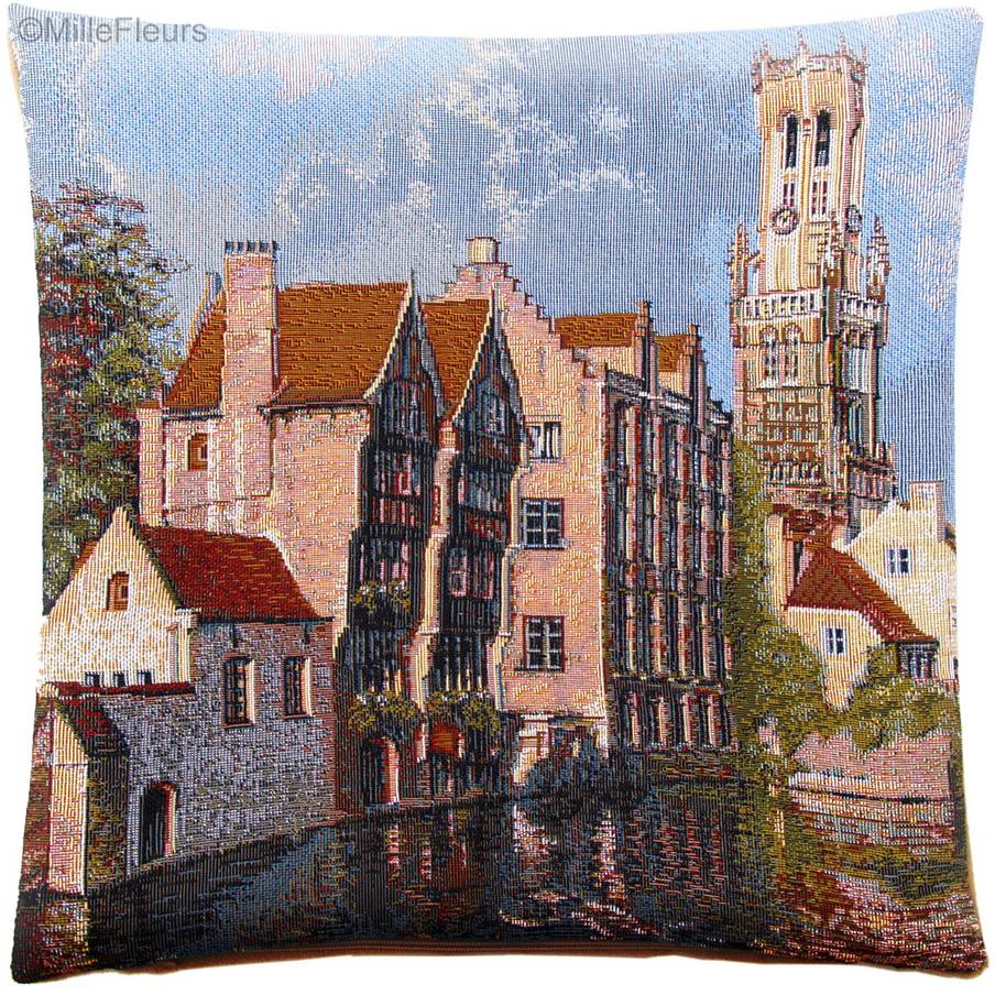 Rozenhoedkaai à Bruges Housses de coussin Villes Historiques Belges - Mille Fleurs Tapestries