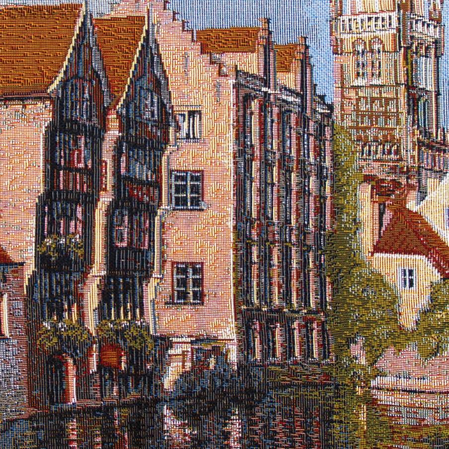 Rozenhoedkaai en Brujas Fundas de cojín Ciudades Históricas Belgas - Mille Fleurs Tapestries