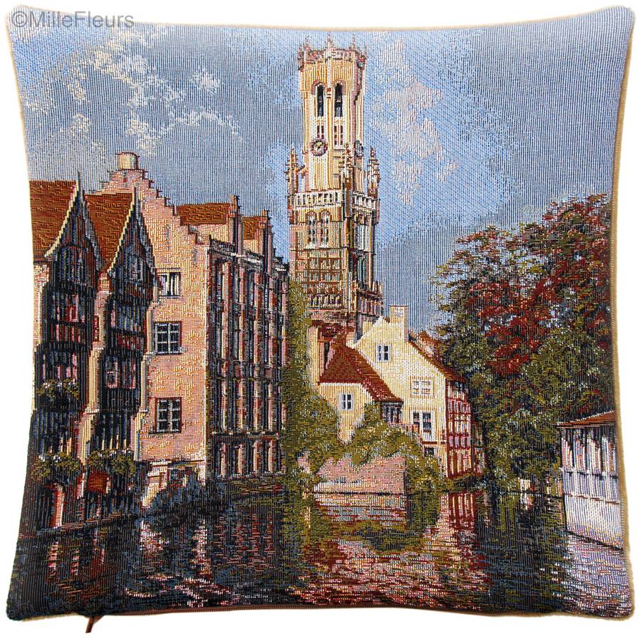 Rozenhoedkaai te Brugge Kussenslopen Belgische Historische Steden - Mille Fleurs Tapestries