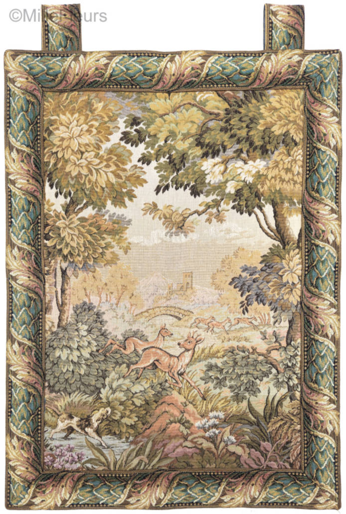 Herten in het Bos Wandtapijten Romantisch en Pastoraal - Mille Fleurs Tapestries