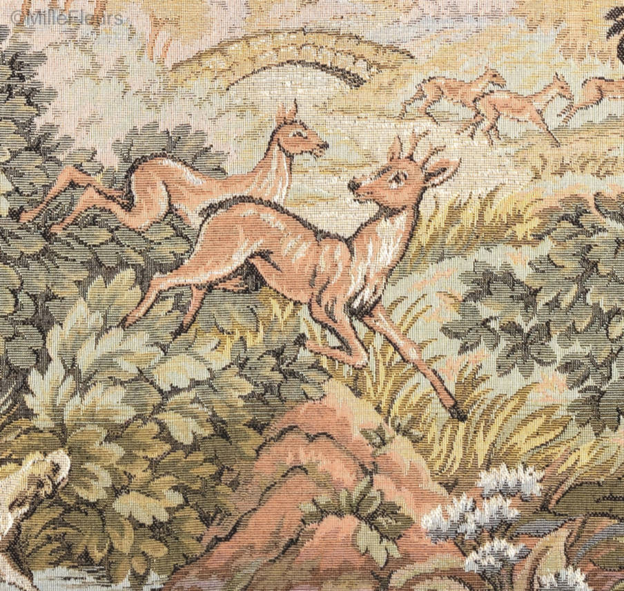 Herten in het Bos Wandtapijten Romantisch en Pastoraal - Mille Fleurs Tapestries