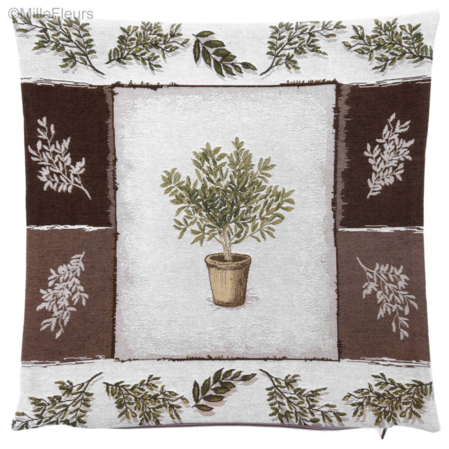 One Terrace Pot Tapestry cushions Contemporary Flowers - Mille Fleurs Tapestries