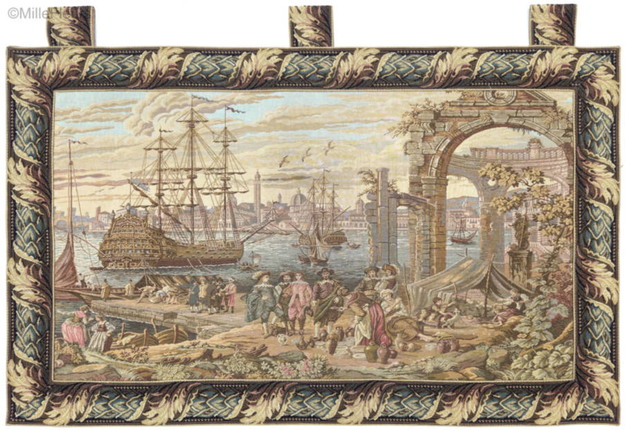 Return to the Port Wall tapestries Maps and Nautical - Mille Fleurs Tapestries