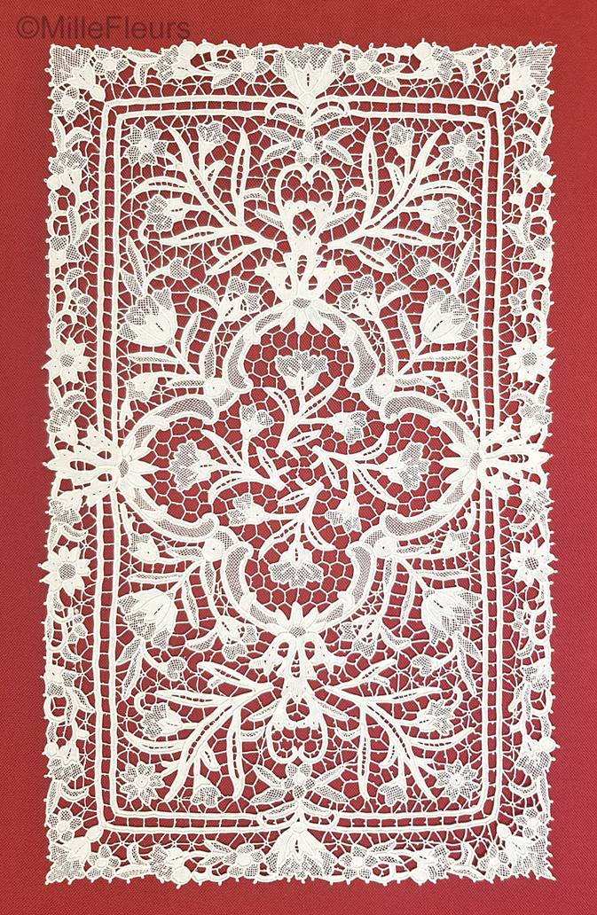 Rechthoekige Loper Kant & Brokaat Kantwerk point de Venise - Mille Fleurs Tapestries
