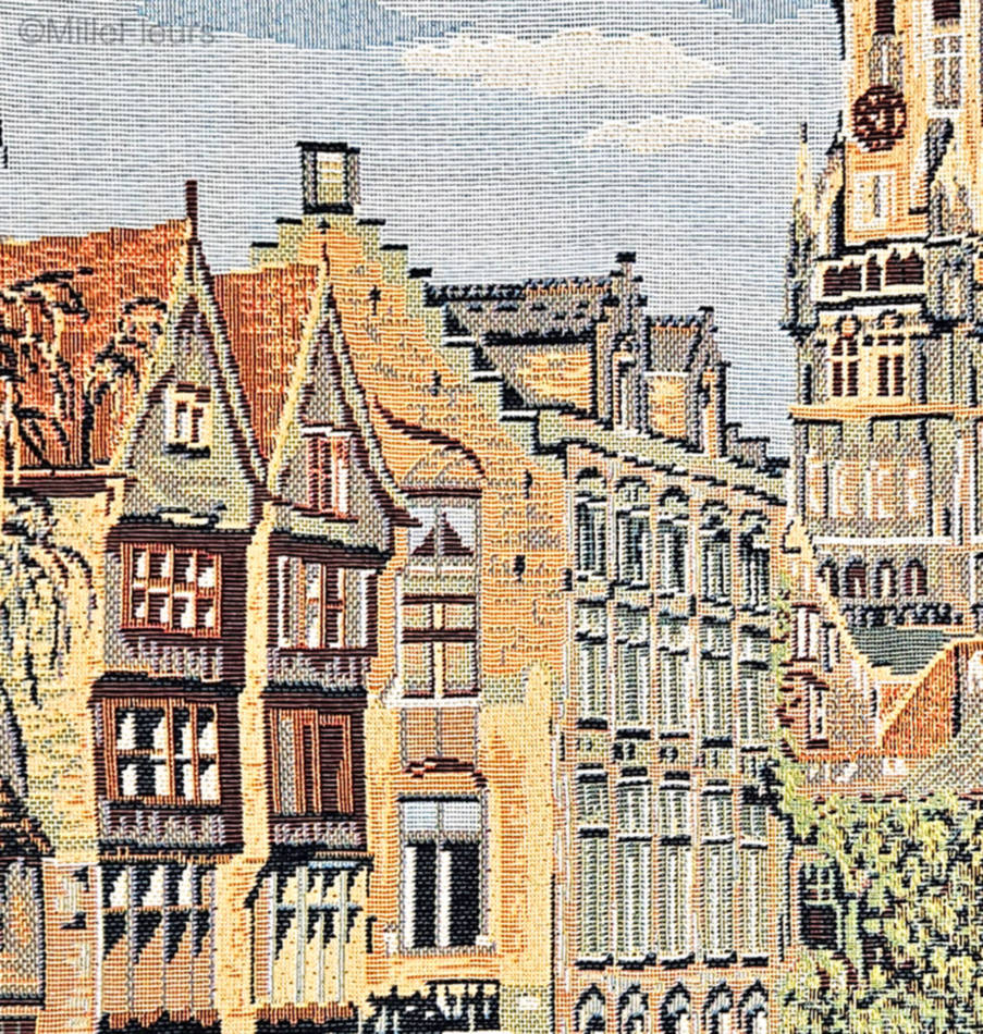 Rozenhoedkaai te Brugge Kussenslopen Belgische Historische Steden - Mille Fleurs Tapestries