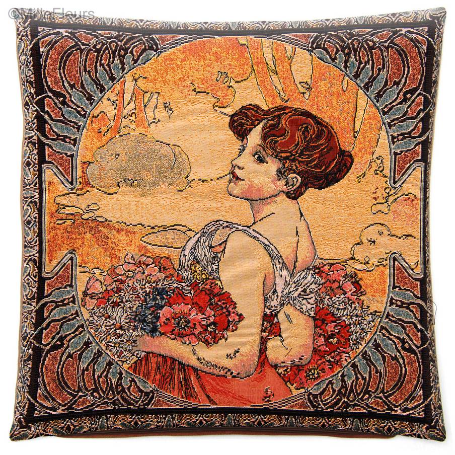 Zomer (Mucha) Kussenslopen Alphonse Mucha - Mille Fleurs Tapestries