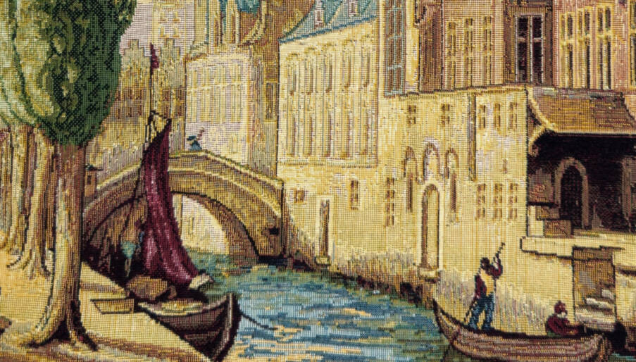Groenerei te Brugge 1878 Sierkussens Belgische Historische Steden - Mille Fleurs Tapestries
