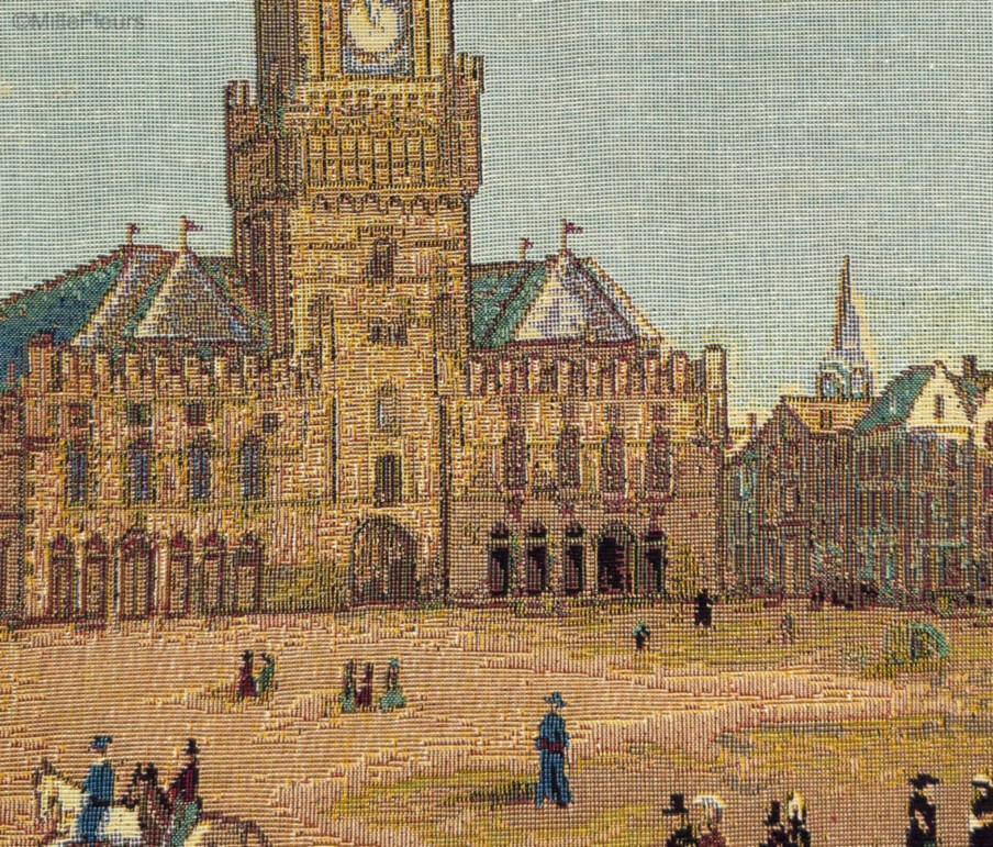 Markt van Brugge 1878 Sierkussens Belgische Historische Steden - Mille Fleurs Tapestries