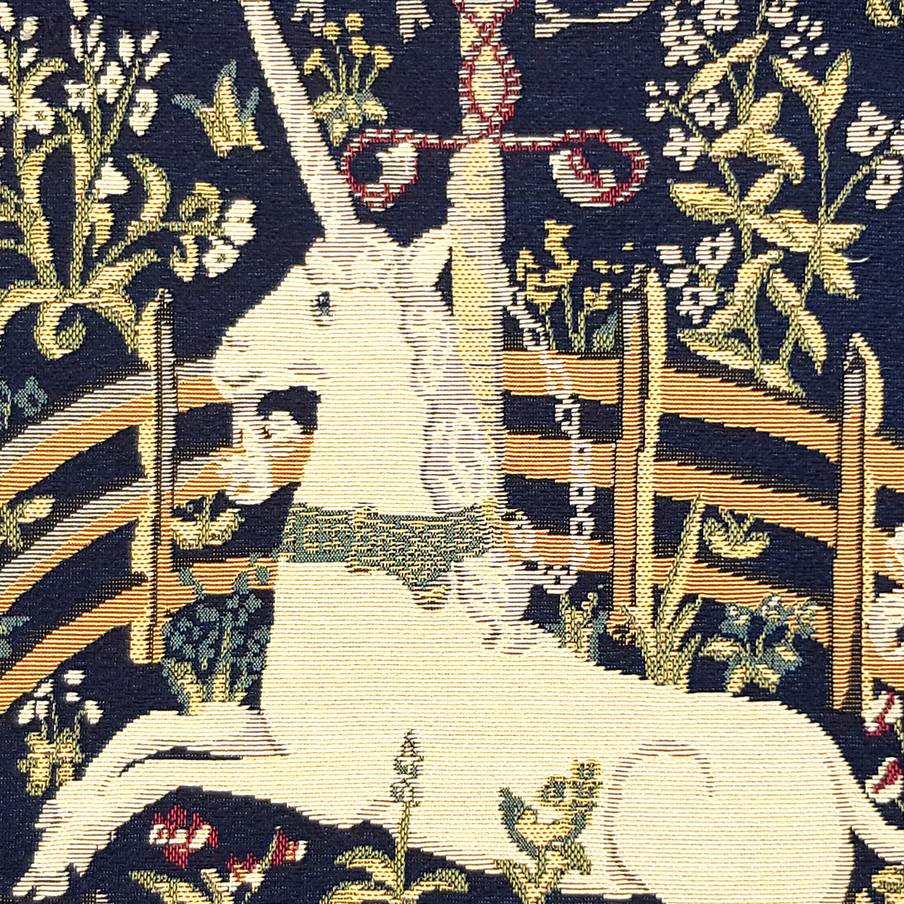 Unicorn in Captivity Tapestry cushions Unicorn series - Mille Fleurs Tapestries