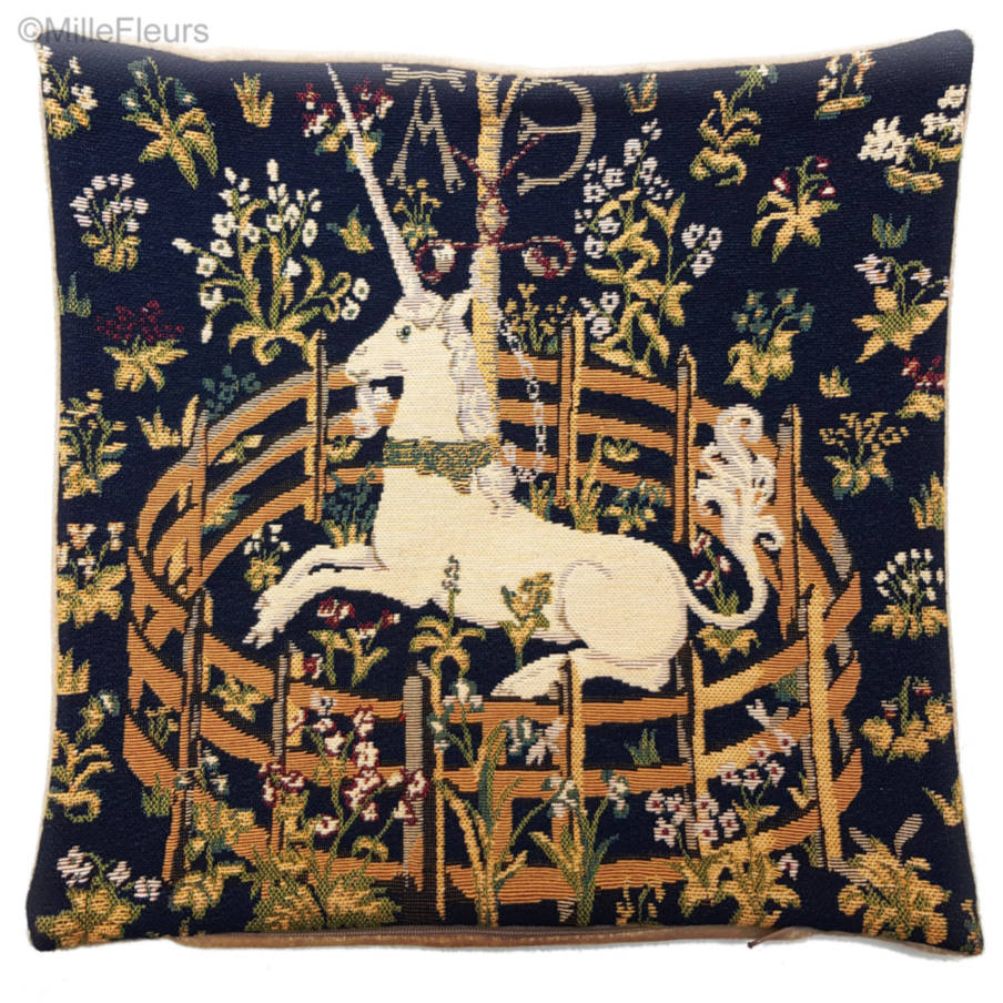 Licorne Captive Housses de coussin Série de la Licorne - Mille Fleurs Tapestries