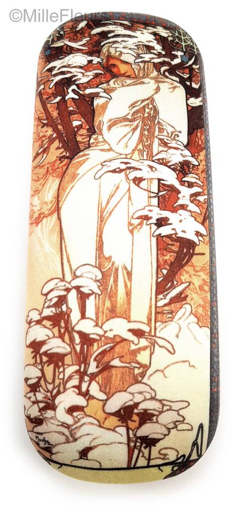 Invierno (Alfons Mucha) Accesorios Estuches para gafas - Mille Fleurs Tapestries