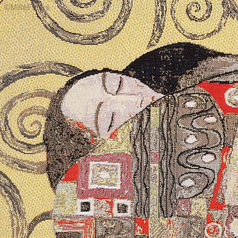 El Cumplimiento (Klimt), en beige Fundas de cojín Gustav Klimt - Mille Fleurs Tapestries