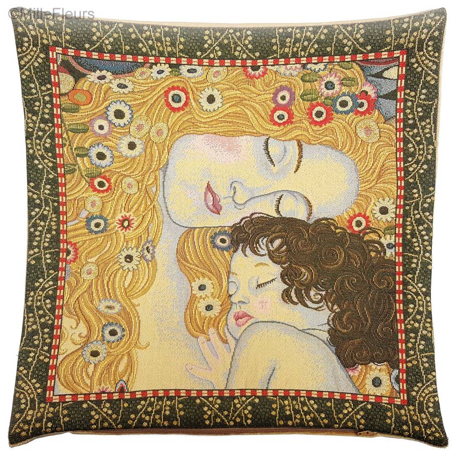 Madre y Niño (Gustav Klimt) Fundas de cojín Gustav Klimt - Mille Fleurs Tapestries