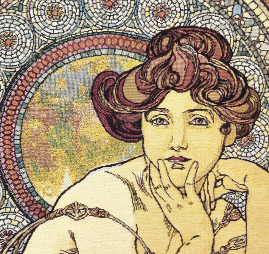 Topacio (Mucha) Fundas de cojín Alphonse Mucha - Mille Fleurs Tapestries