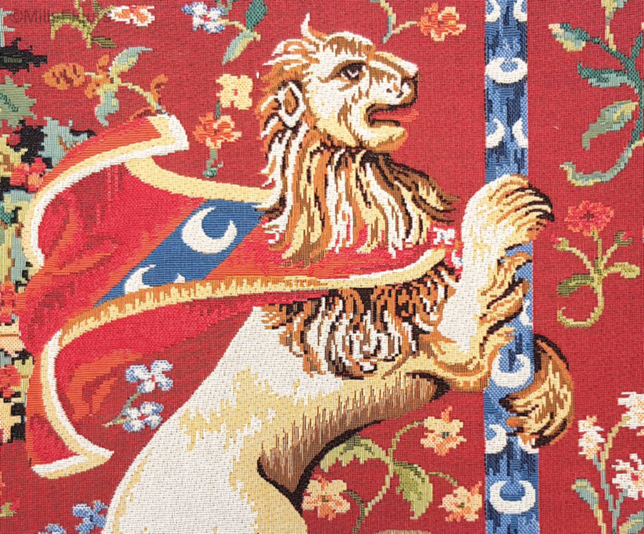 Lion Tapestry cushions Unicorn series - Mille Fleurs Tapestries