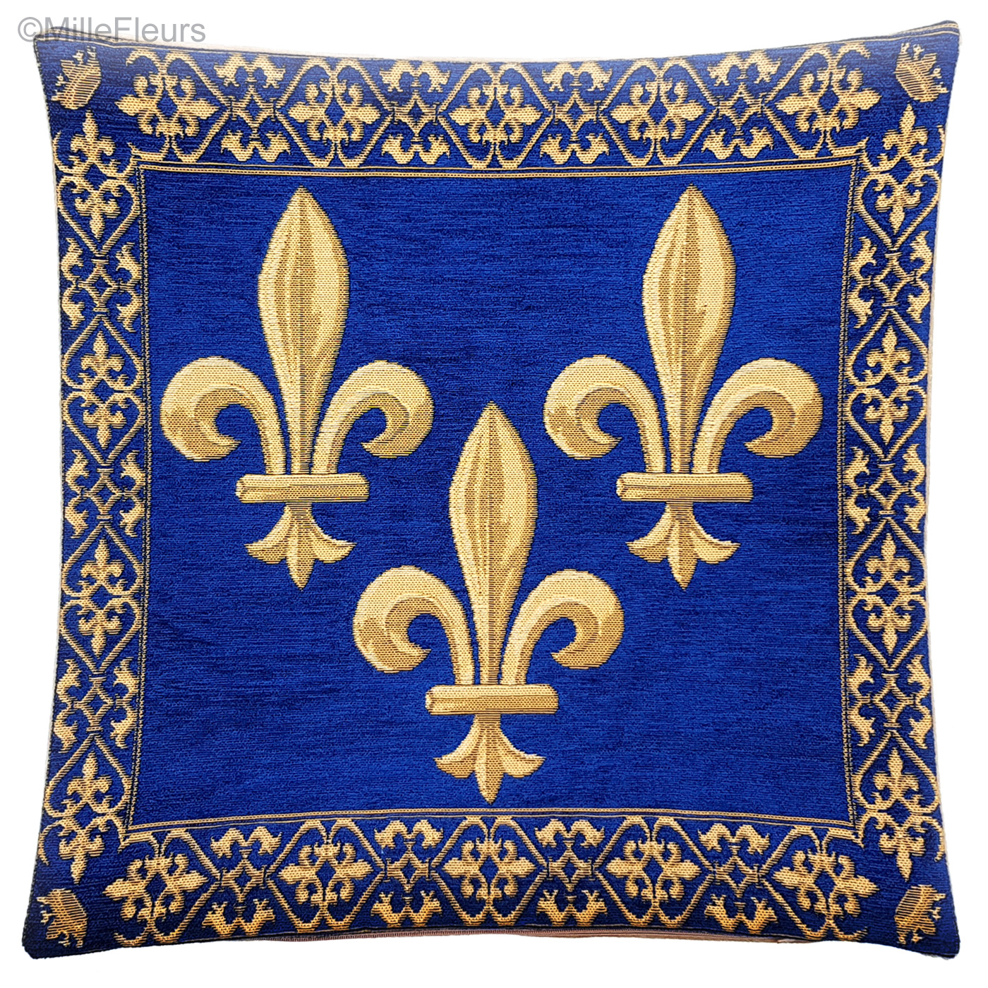 bleu - Fleur de Lys - Fleur de Lys et Héraldique - Housses de coussin -  Mille Fleurs Tapestries