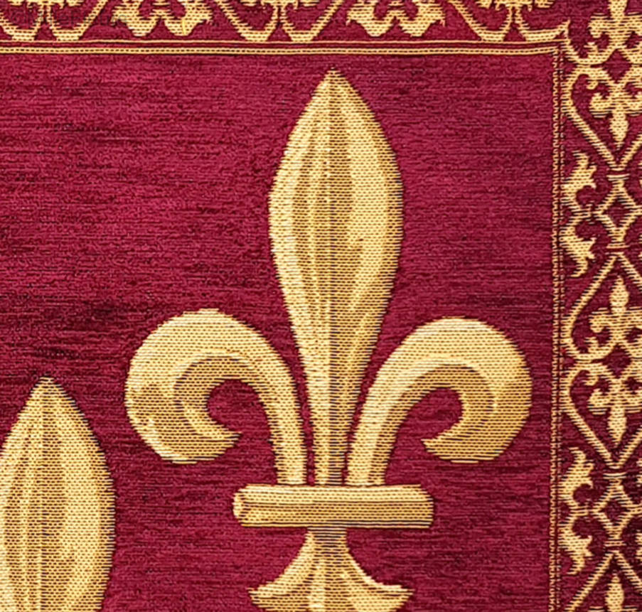 Fleur de Lys, rouge Housses de coussin Fleur de Lys et Héraldique - Mille Fleurs Tapestries