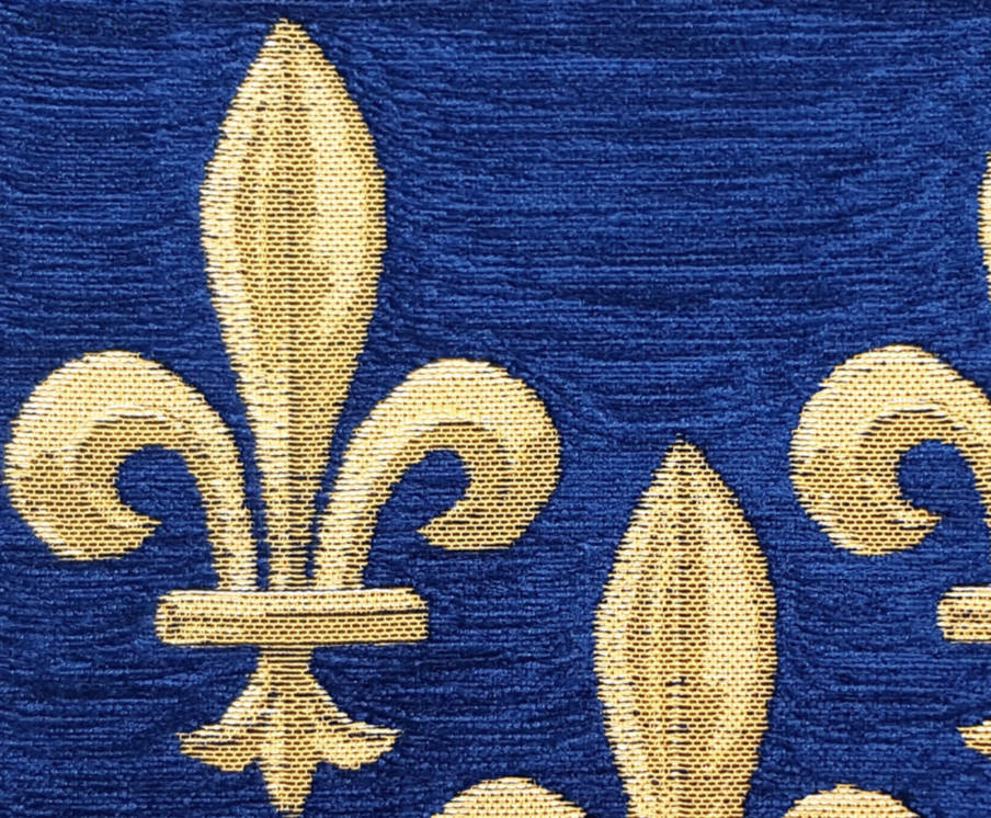 Fleur-de-Lys, blauw Kussenslopen Fleur-de-Lis en Heraldiek - Mille Fleurs Tapestries