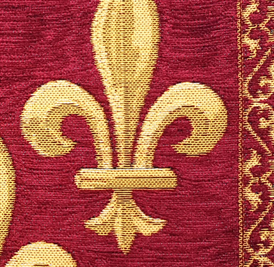 Fleur de Lys, rouge Housses de coussin Fleur de Lys et Héraldique - Mille Fleurs Tapestries