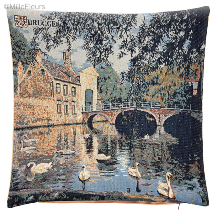 Béguinage de Bruges Housses de coussin Villes Historiques Belges - Mille Fleurs Tapestries