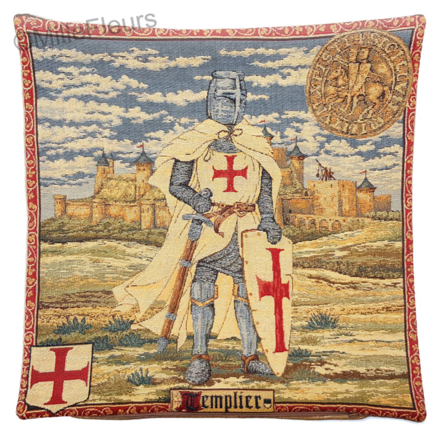 Caballero Templario Fundas de cojín Medieval - Mille Fleurs Tapestries