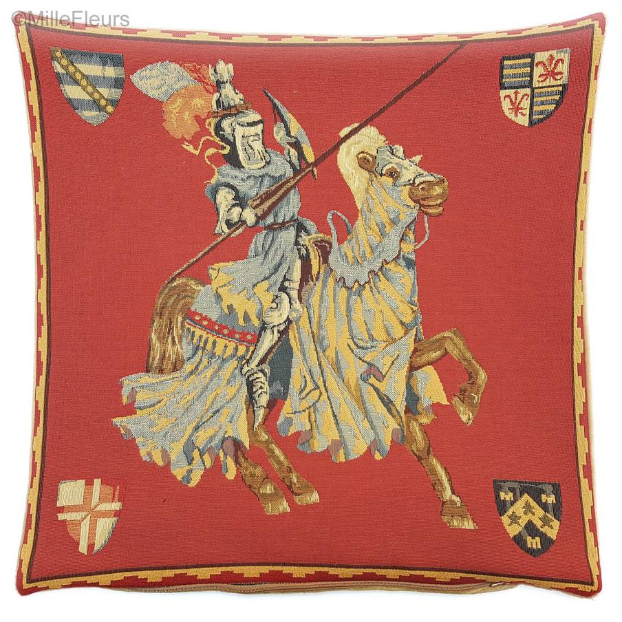 Knight at left Tapestry cushions Medieval - Mille Fleurs Tapestries