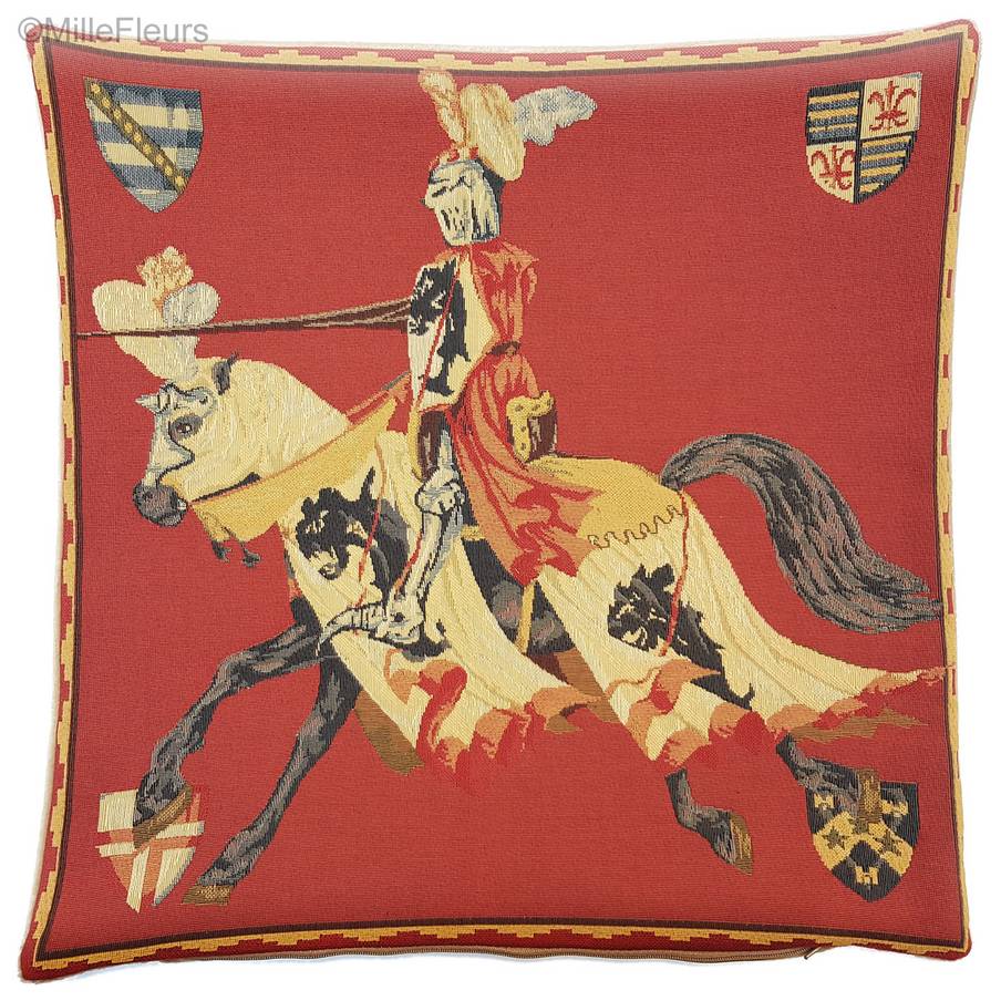 Knight at right Tapestry cushions Medieval - Mille Fleurs Tapestries