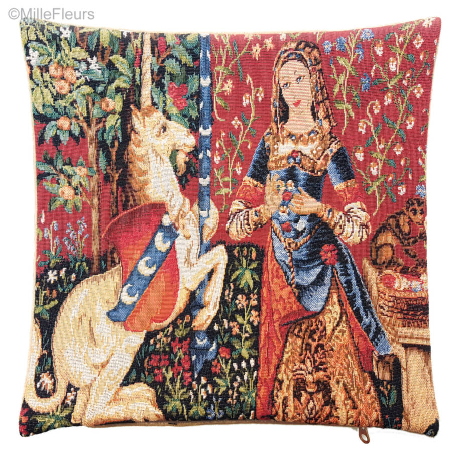 The Smell Tapestry cushions Unicorn series - Mille Fleurs Tapestries