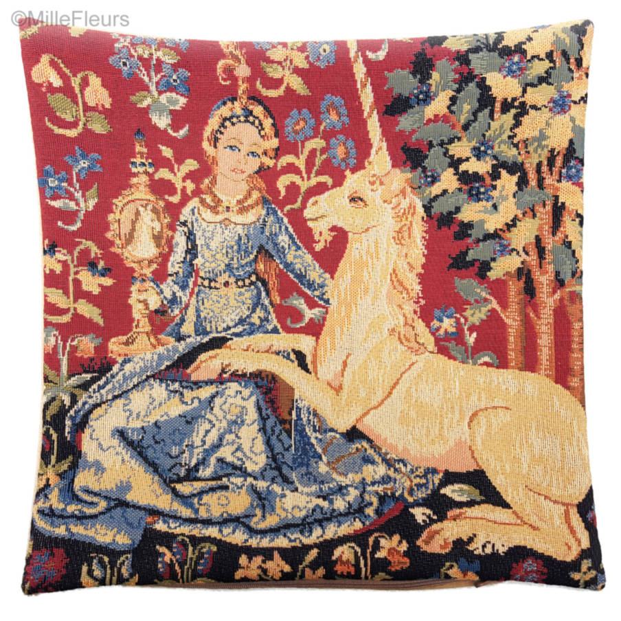 Het Zicht Kussenslopen Serie van de Eenhoorn - Mille Fleurs Tapestries