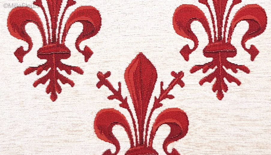 Fleur de Lys, rouge Housses de coussin Fleur de Lys et Héraldique - Mille Fleurs Tapestries