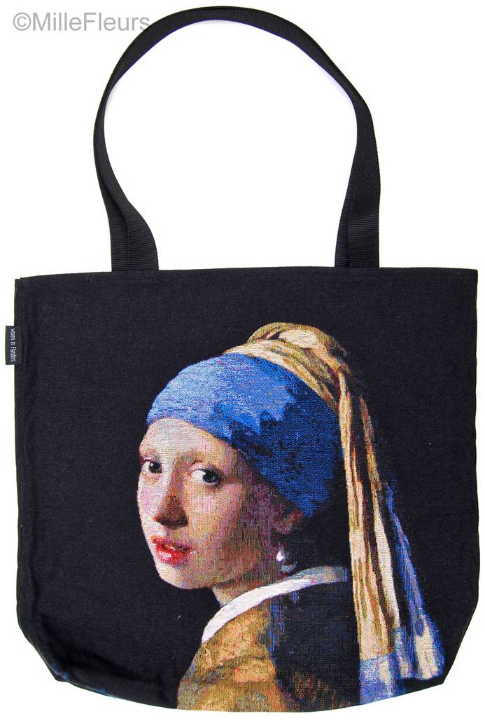 Girl with a Pearl Earring (Vermeer) Tote Bags Masterpieces - Mille Fleurs Tapestries