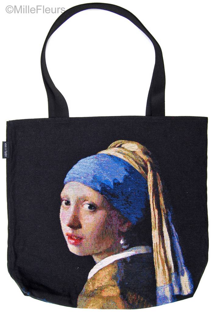 La Jeune Fille à la Perle (Vermeer) Shoppers Chefs-d'œuvre - Mille Fleurs Tapestries