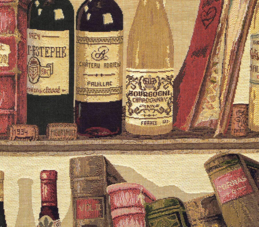 Wijnen en Boeken Sierkussens Bibliotheek - Mille Fleurs Tapestries