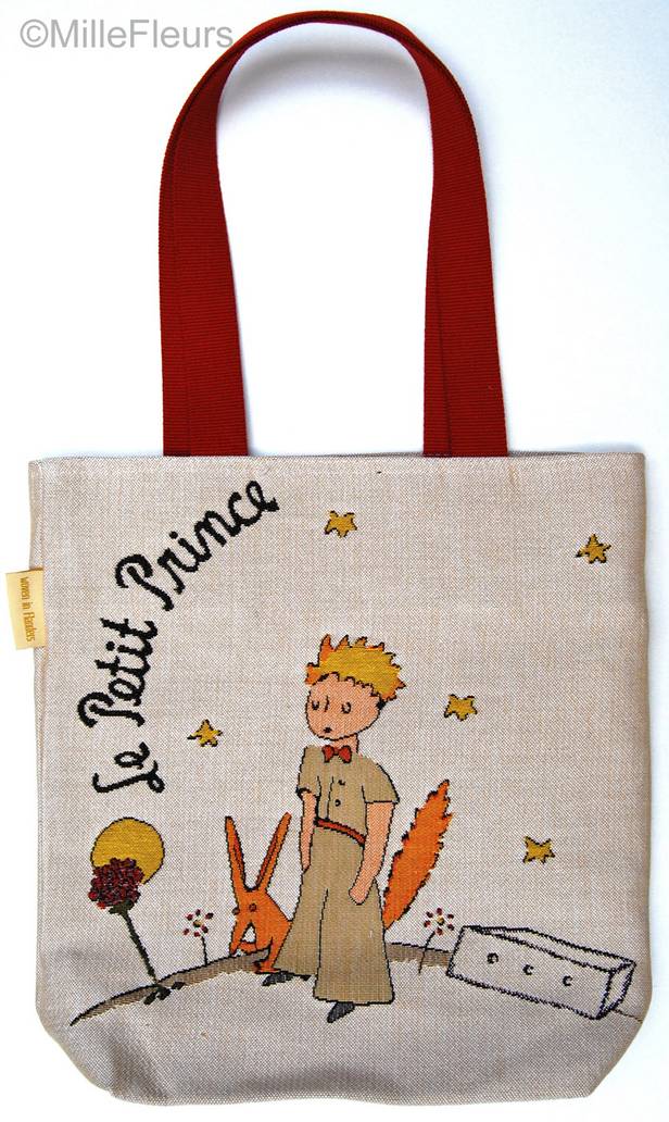 The Little Prince with coat/fox Tote Bags The Little Prince - Mille Fleurs Tapestries