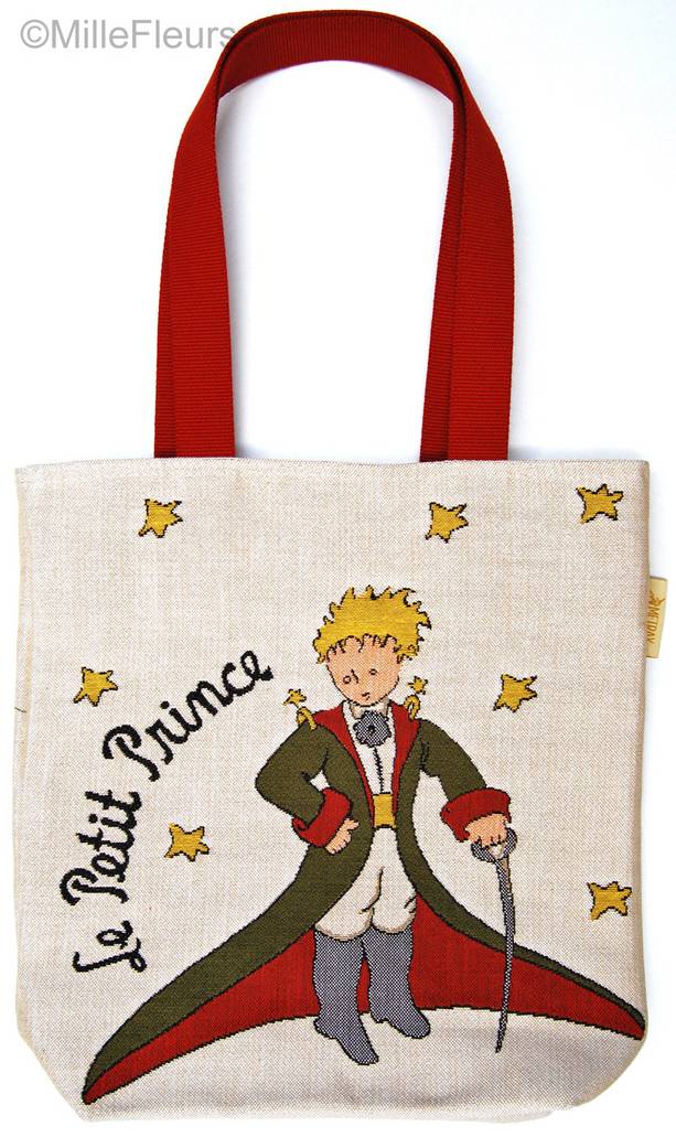 The Little Prince with coat/fox Tote Bags The Little Prince - Mille Fleurs Tapestries