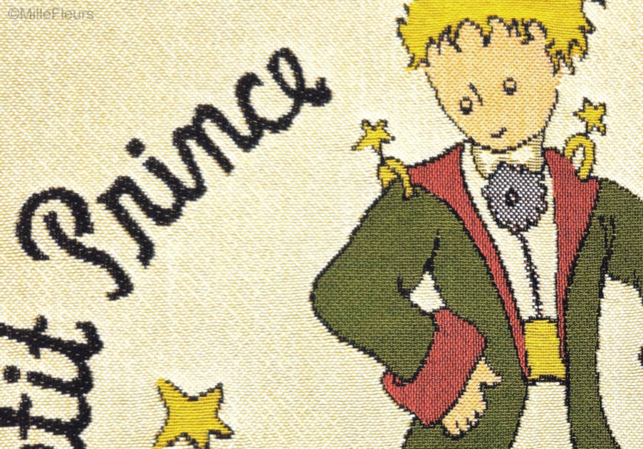 El principito con chaqueta (Antoine de Saint-Exupéry) Fundas de cojín El Principito - Mille Fleurs Tapestries