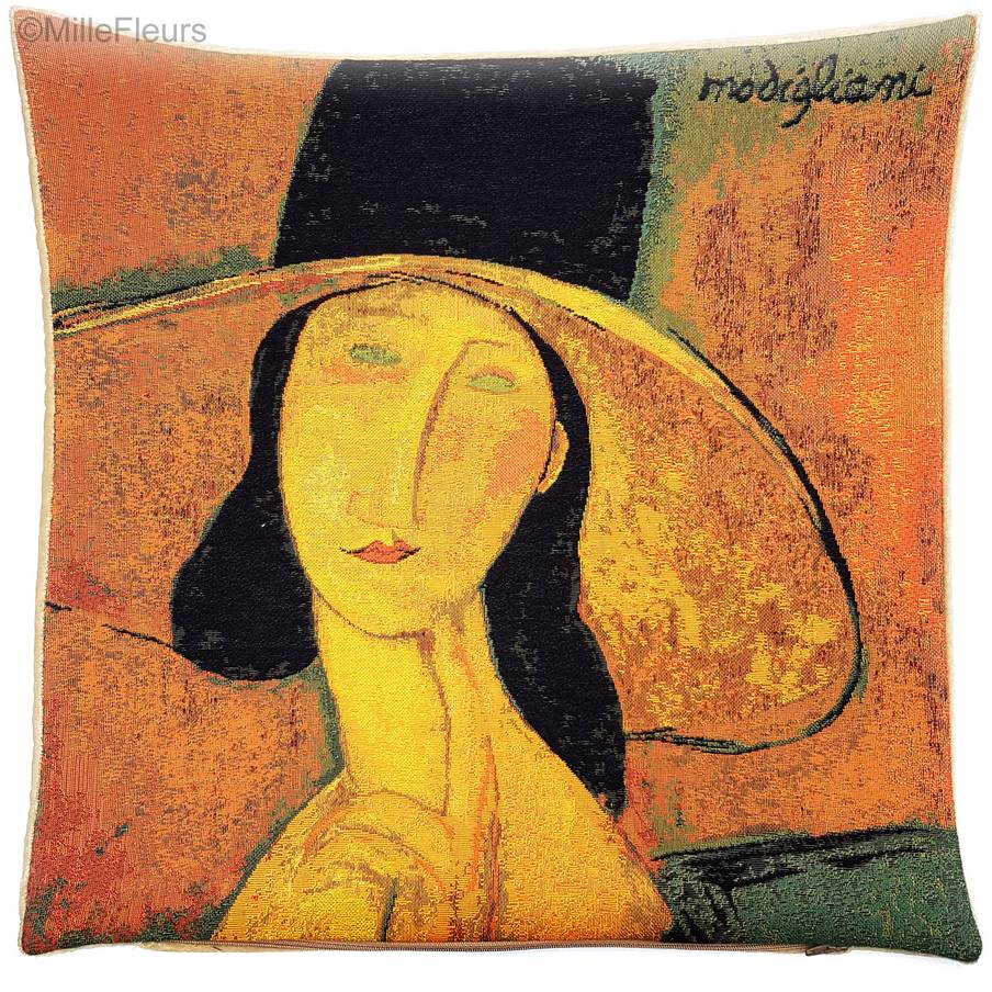 Jeanne Hébuterne (Modigliani) Fundas de cojín Obras Maestras - Mille Fleurs Tapestries