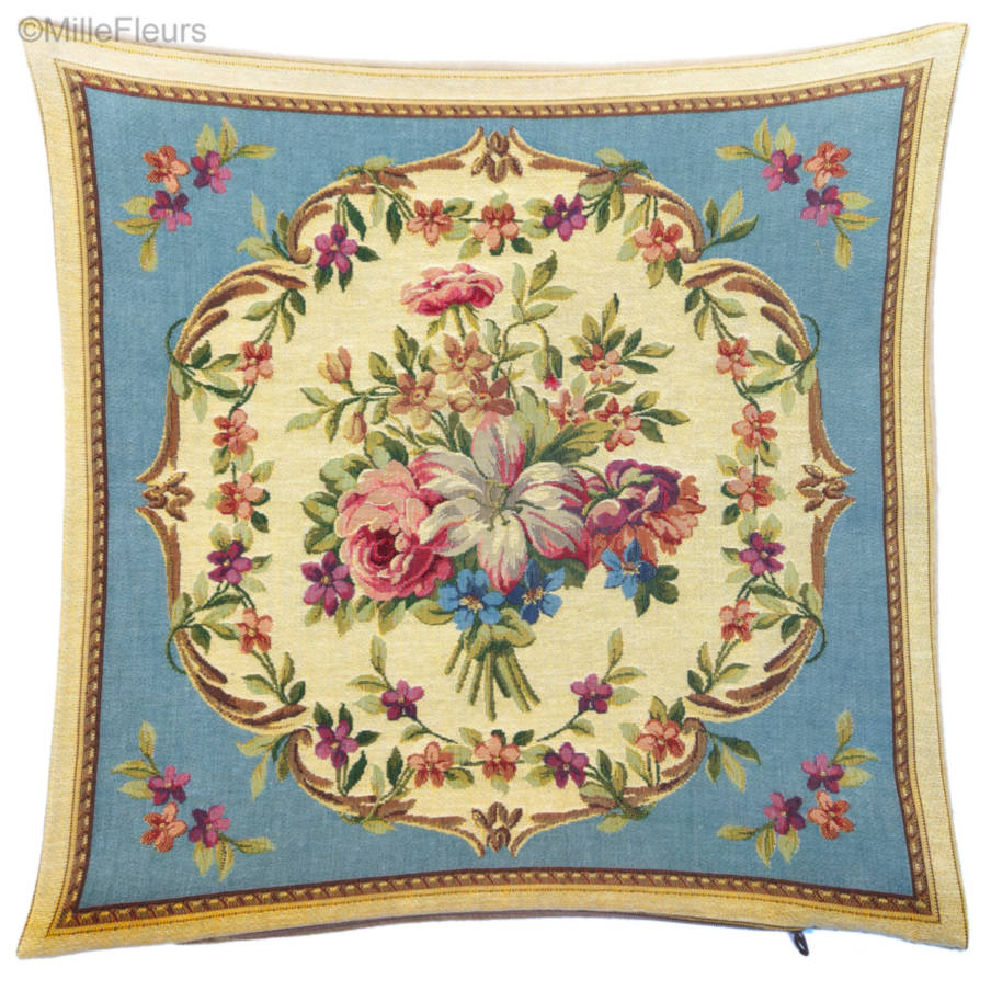 Bouquet, bleu Housses de coussin Fleurs classic - Mille Fleurs Tapestries
