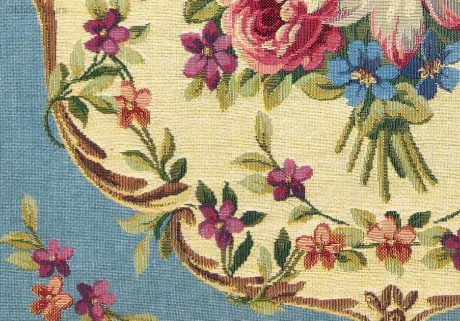 Bouquet, bleu Housses de coussin Fleurs classic - Mille Fleurs Tapestries