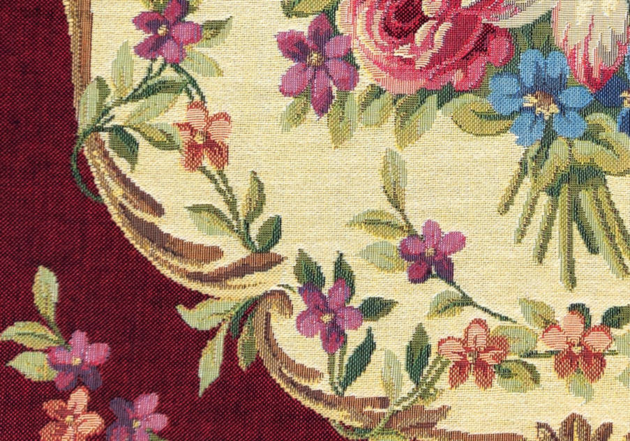 Bouquet, red Tapestry cushions Classic Flowers - Mille Fleurs Tapestries
