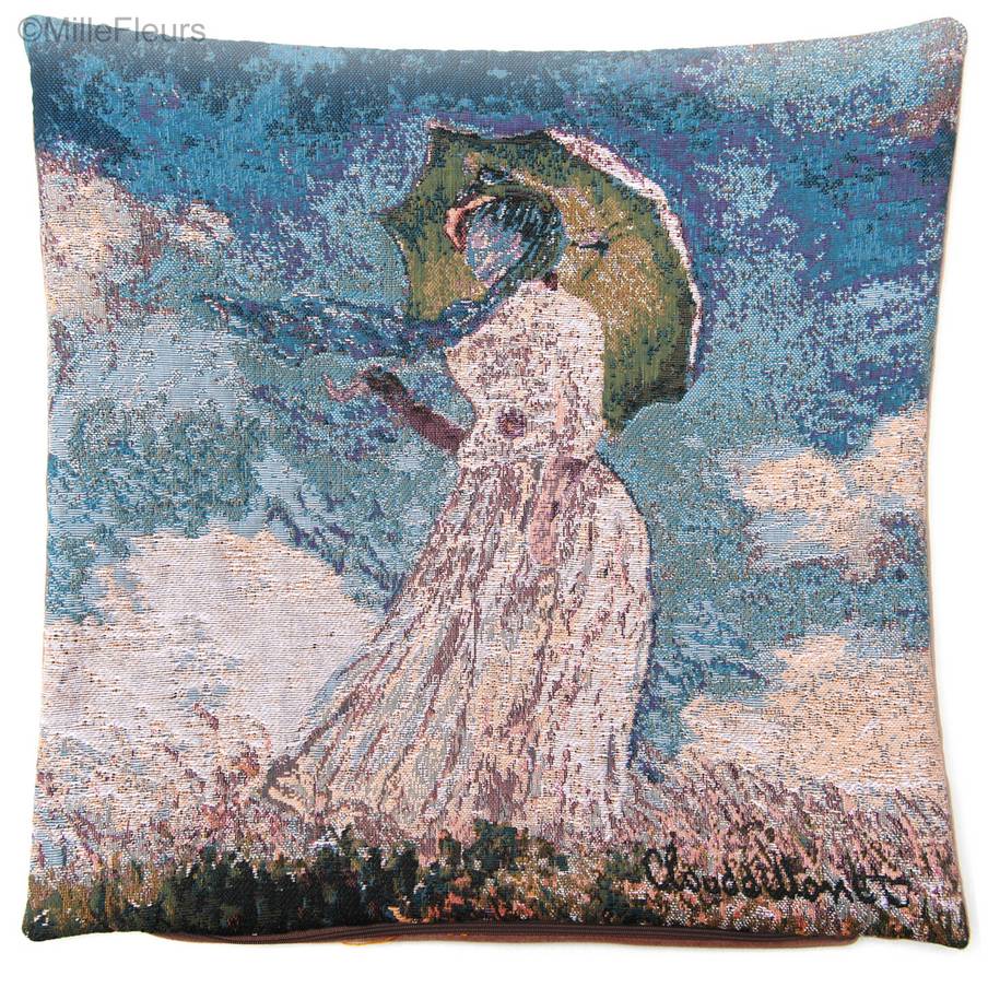 Femme à l'Ombrelle (Monet) Housses de coussin Claude Monet - Mille Fleurs Tapestries