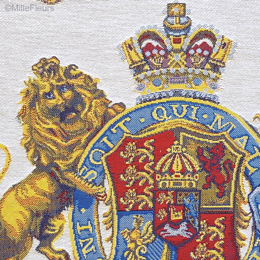 Royal coat of arms of the United Kingdom Tapestry cushions Fleur-de-Lis and Heraldic - Mille Fleurs Tapestries