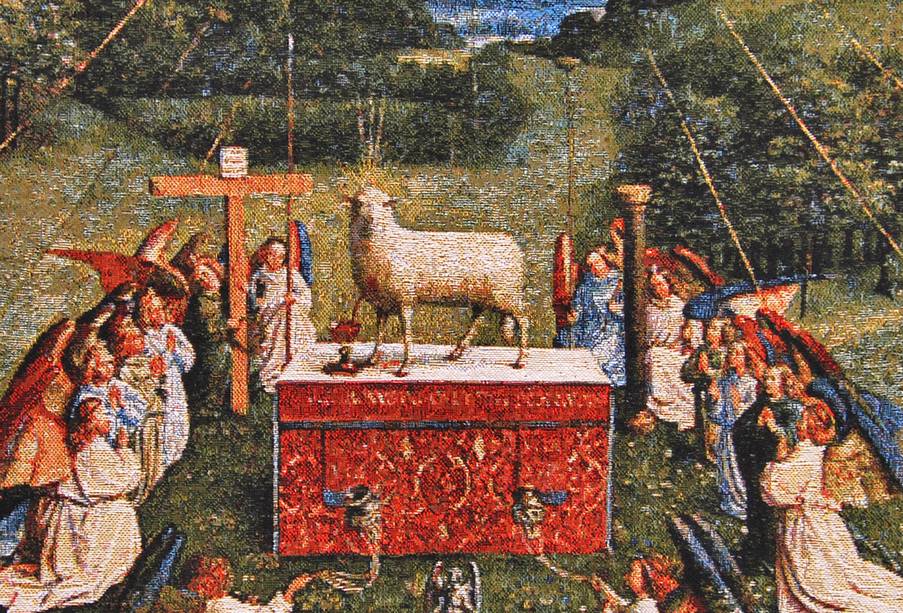 La Adoración del Cordero Místico (van Eyck) Fundas de cojín Obras Maestras - Mille Fleurs Tapestries