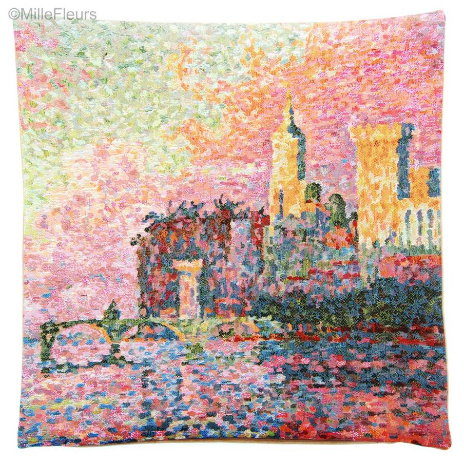 Palais des Papes (Signac) Housses de coussin Chefs-d'œuvre - Mille Fleurs Tapestries