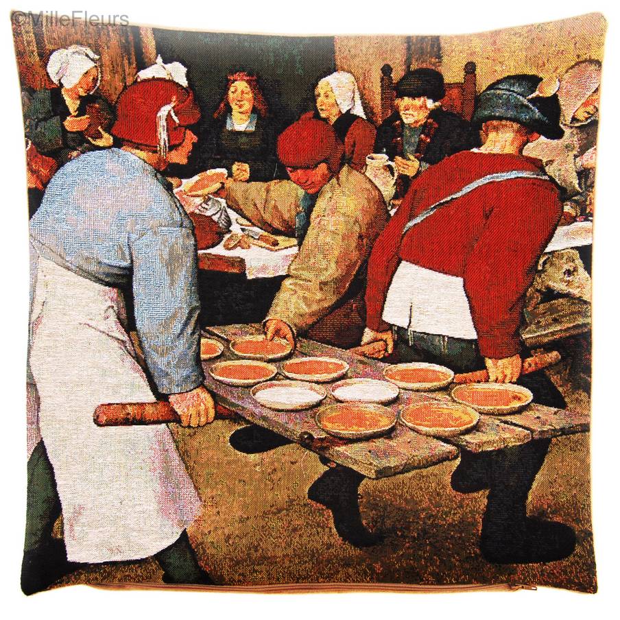 Le Repas de Noce (Brueghel) Housses de coussin Chefs-d'œuvre - Mille Fleurs Tapestries