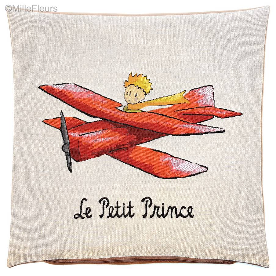 De Kleine Prins in vliegtuig (Antoine de Saint-Exupéry) Sierkussens De Kleine Prins - Mille Fleurs Tapestries