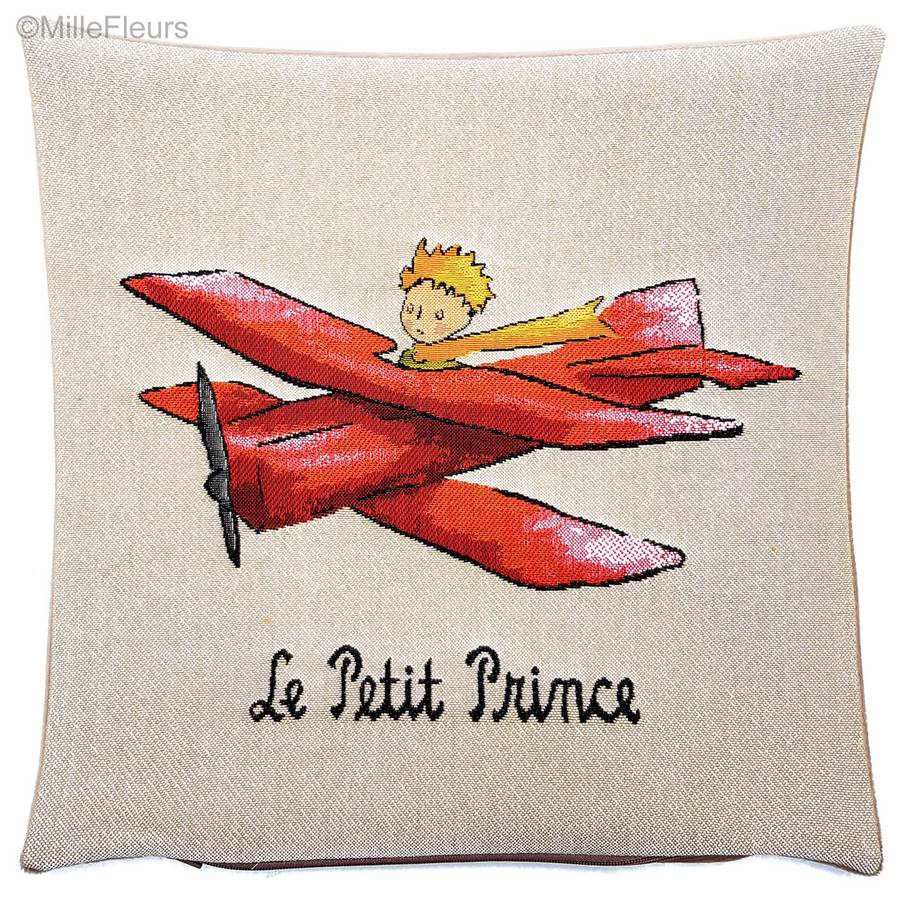 De Kleine Prins in vliegtuig (Antoine de Saint-Exupéry) Kussenslopen De Kleine Prins - Mille Fleurs Tapestries