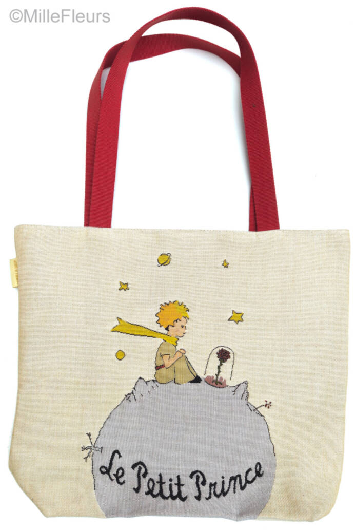 The Little Prince with a rose Tote Bags The Little Prince - Mille Fleurs Tapestries